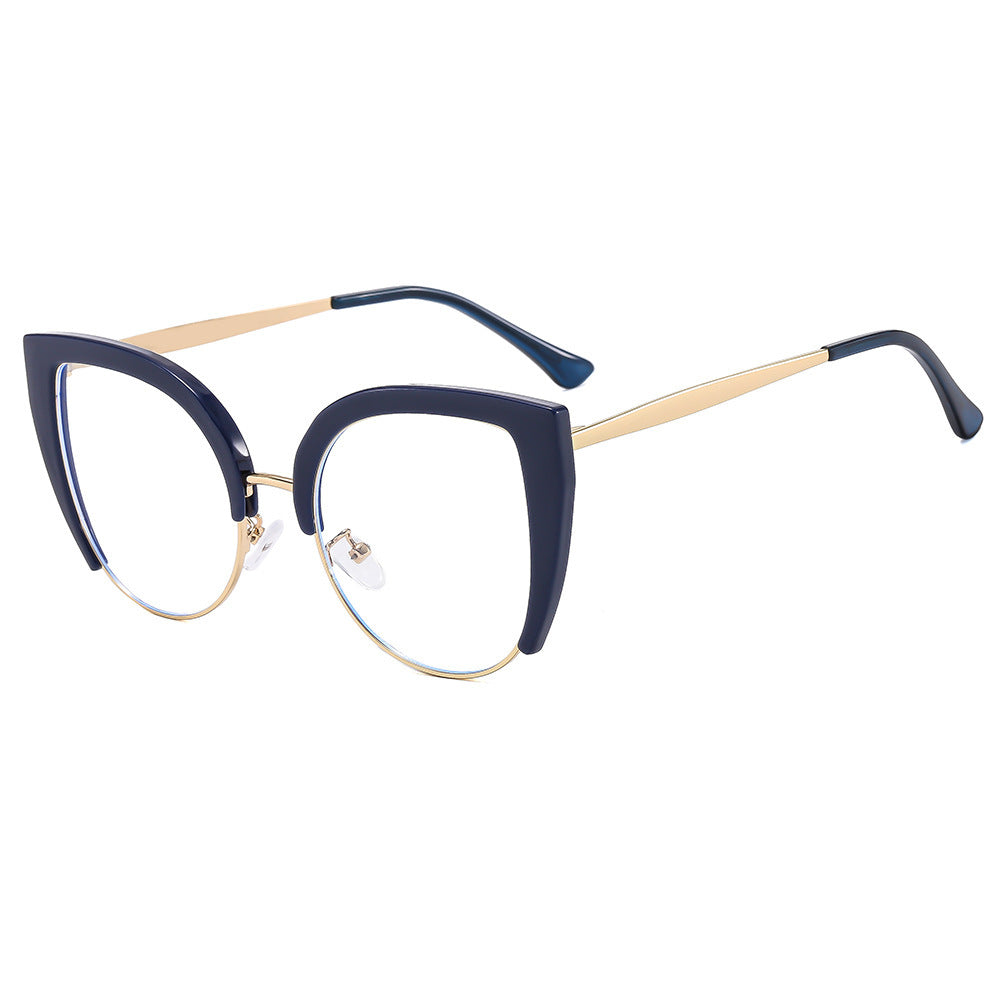 Damen Modische Cat-Eye Brille aus Kunststoff mit Metallakzenten Karnz
