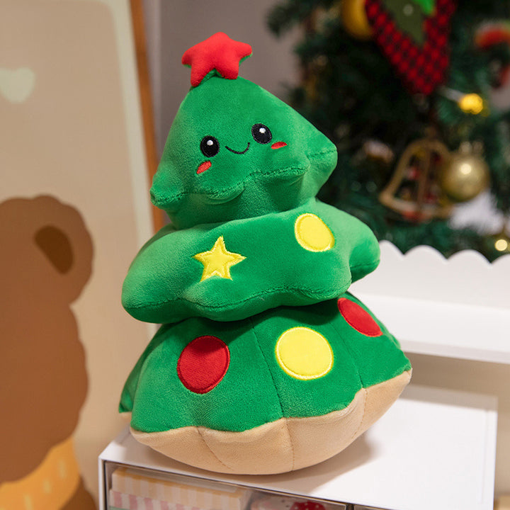 Plüsch Weihnachtsbaum Dekorations Kuschelkissen mit gesticktem Gesicht und gestuften weichen Schichten Karnz