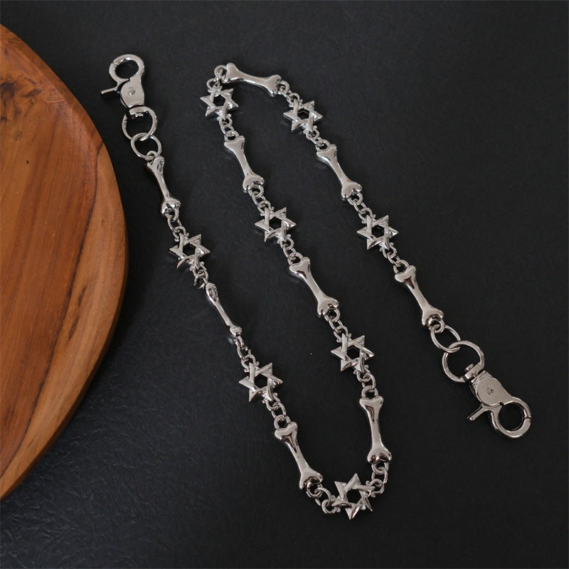 Elegante Kette mit Kreuz- und Knochenanhängern Karnz