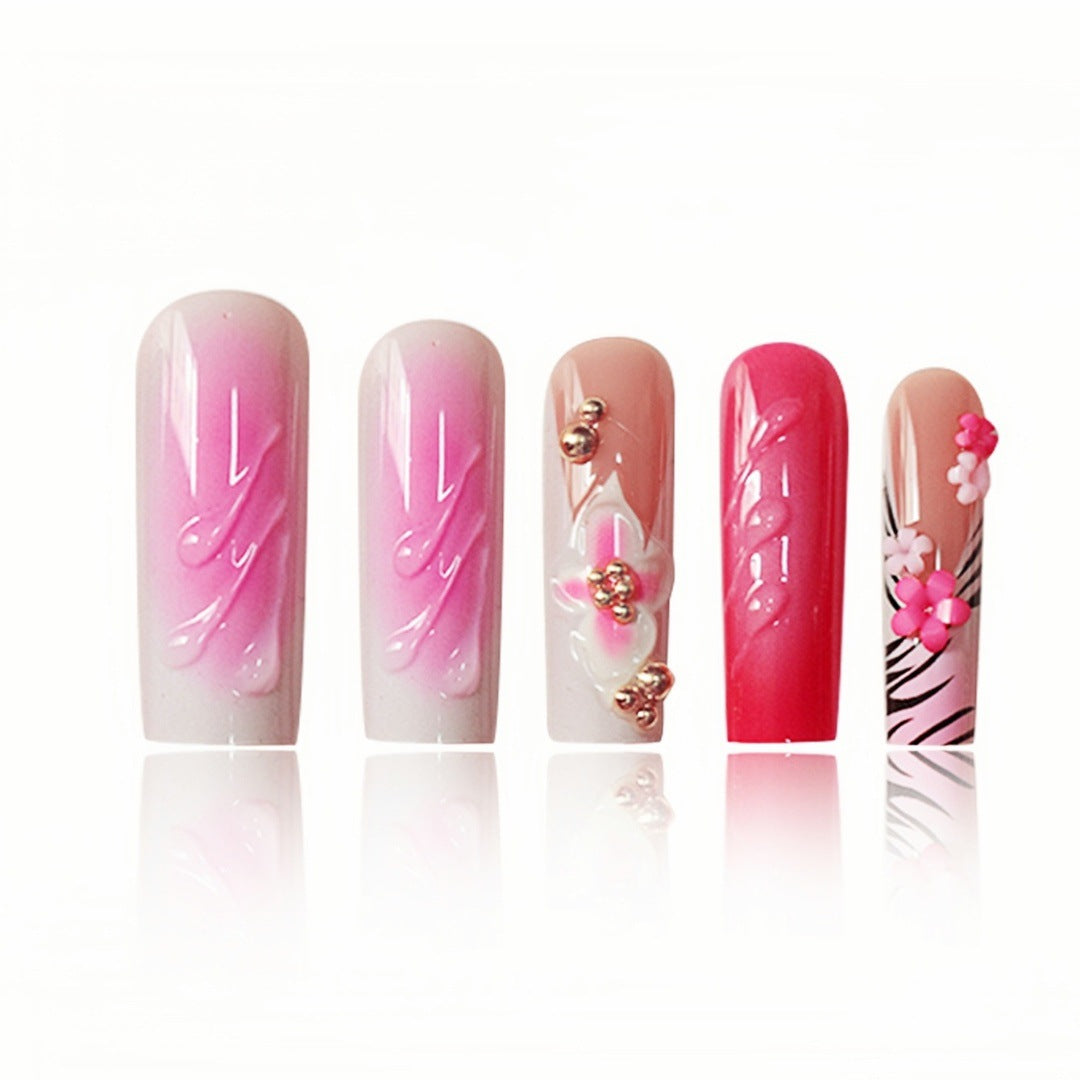 Floral Acryl Press-On Nail Art Extensions Karnz