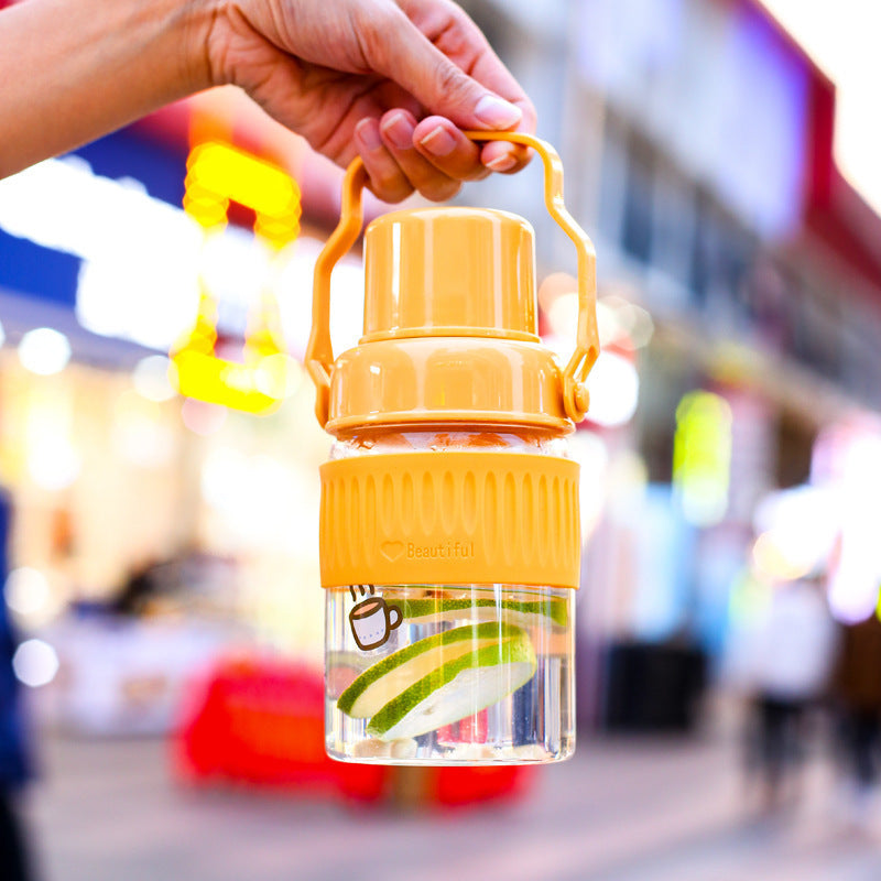 Damen trendige Glas-Trinkflasche mit praktischem Silikon-Schutz Karnz