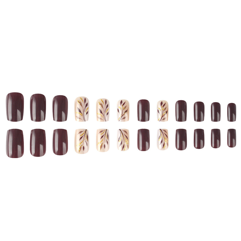 Elegante Botanische Nagelkunst Press-On Set Karnz