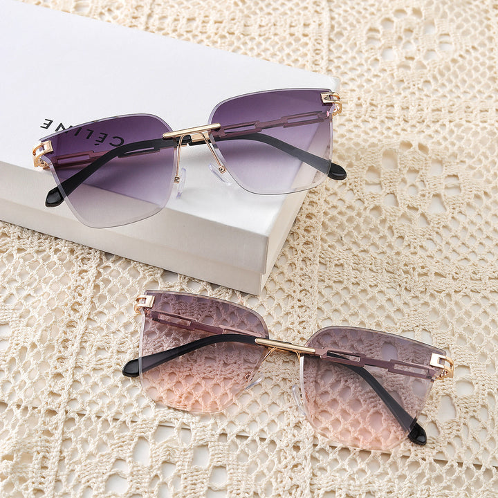 Damen modische Sonnenbrille mit filigranem Rahmen und UV-Schutz Karnz