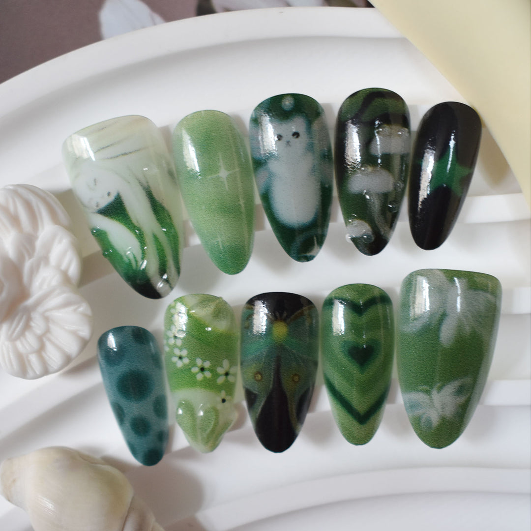 Künstlerische 3D vom Meer inspirierte Press-On Nagelkunst Karnz