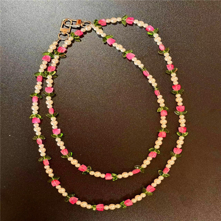 Elegante Perlen- und Blumen-Perlenkette Karnz