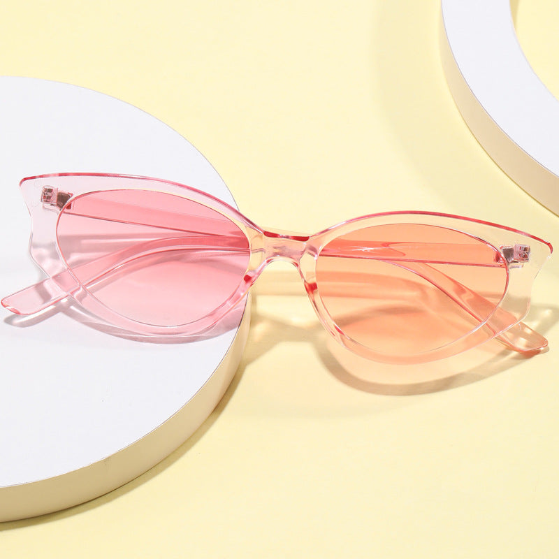 Damen Katzenaugen Sonnenbrille mit transparentem Rahmen Karnz