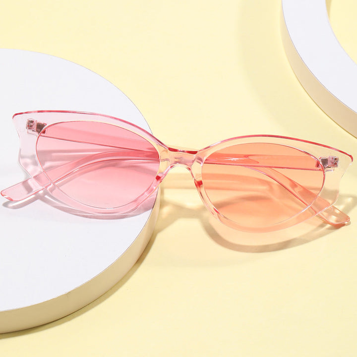 Damen Katzenaugen Sonnenbrille mit transparentem Rahmen Karnz