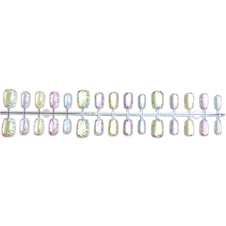 Iridescent Gem-Beschmückte Press-On Nagel Set