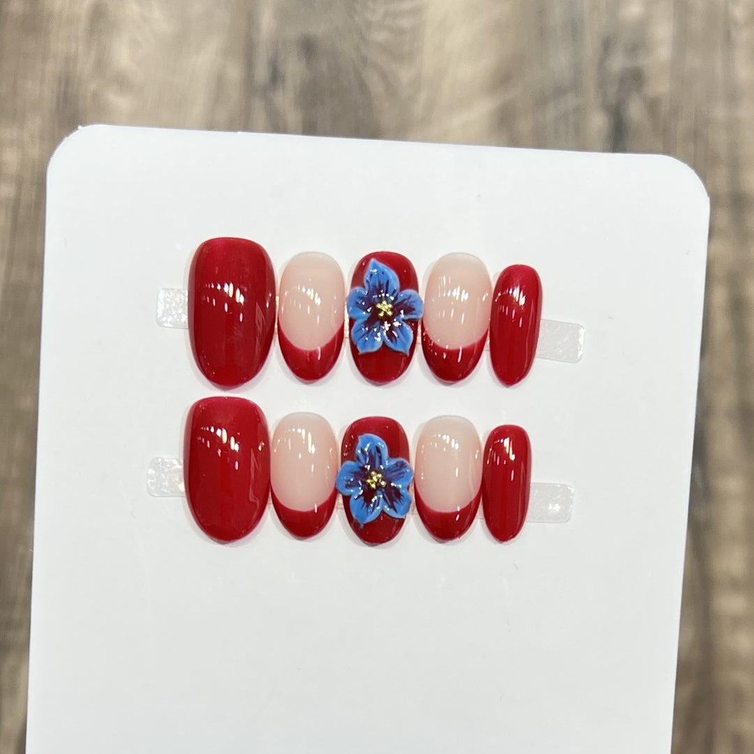 Stylisches Blumendekor Press-On Nagel Set Karnz