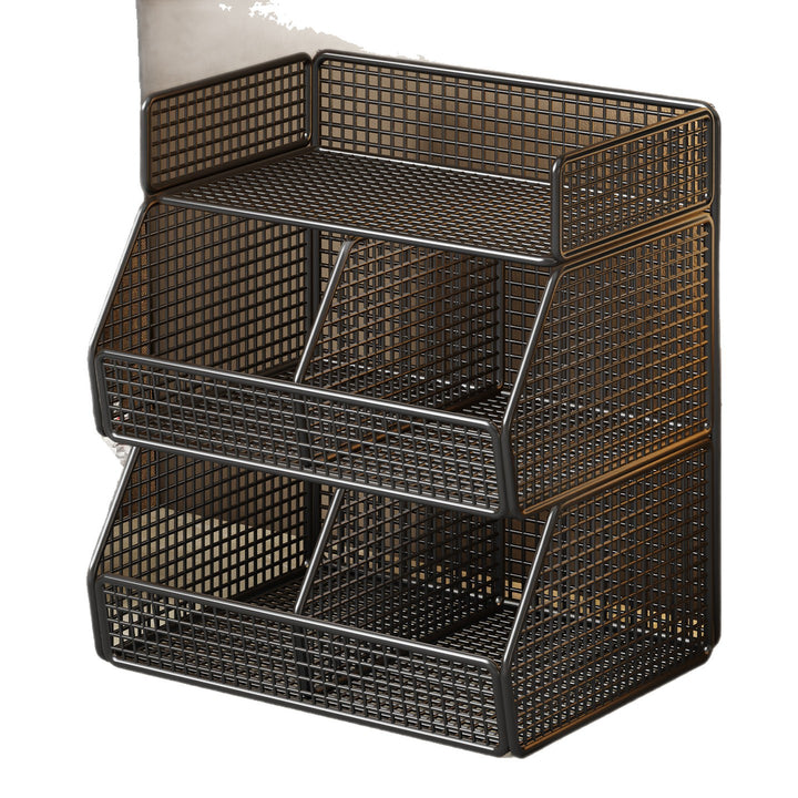 Zweischichtiger Metallgitter-Countertop-Vanity-Organizer-Regal mit erhöhtem Frontlippe