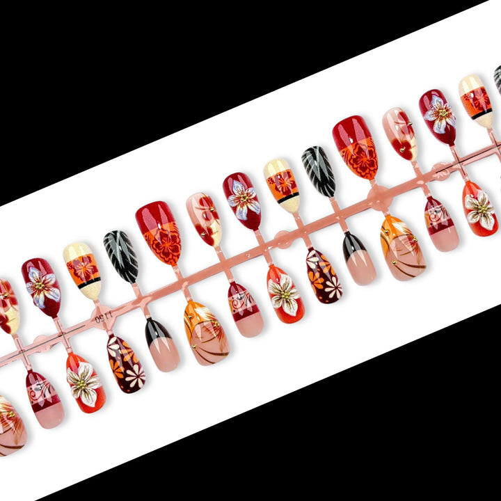 Künstlerisches Florales Press-On Nagelkünste Set 1790746209