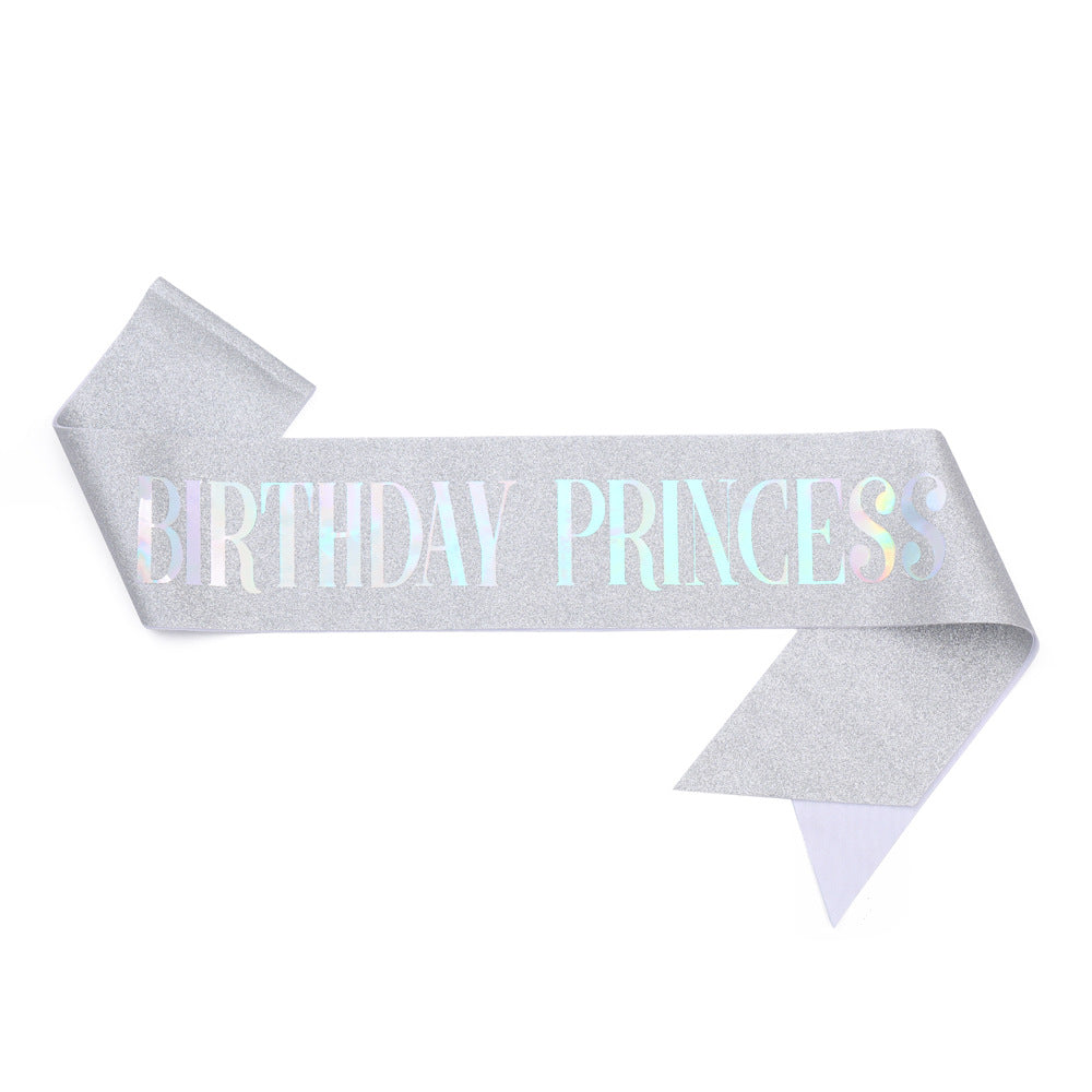 Damen Glitzernde Prinzessinnenkrone mit Birthday Princess Schärpe Karnz