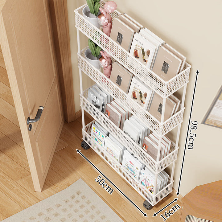 Schlanker vierstufiger Metallgitter schmaler Bücherregal-Organizer