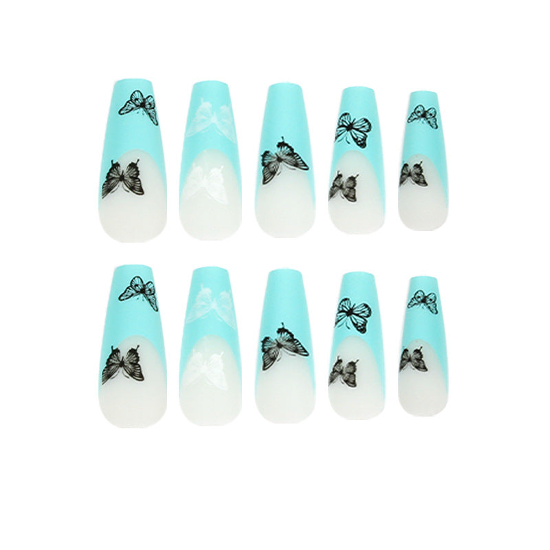 Künstliche Nagelverlängerungen mit Schmetterlingsdesign Karnz