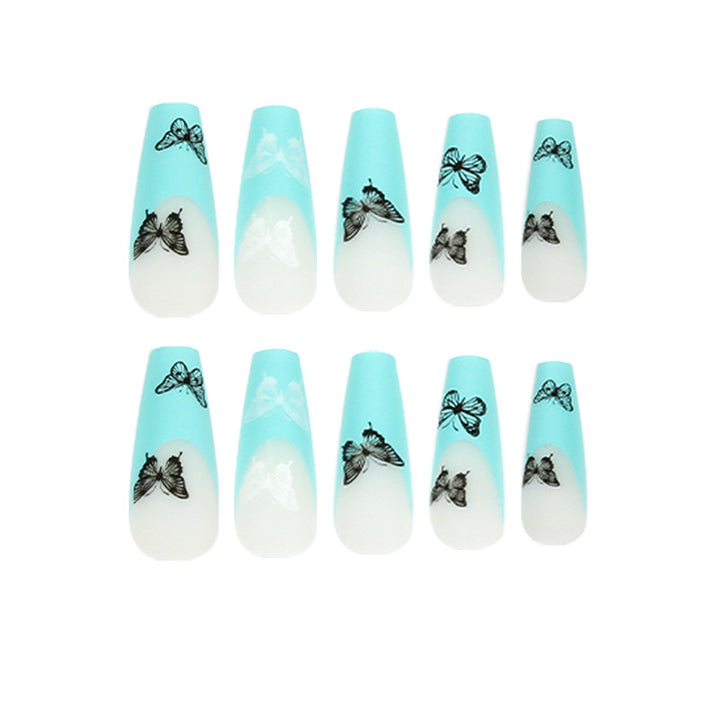 Künstliche Nagelverlängerungen mit Schmetterlingsdesign Karnz