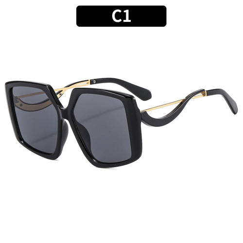 Oversized quadratische Sonnenbrille mit goldenen Akzenten
