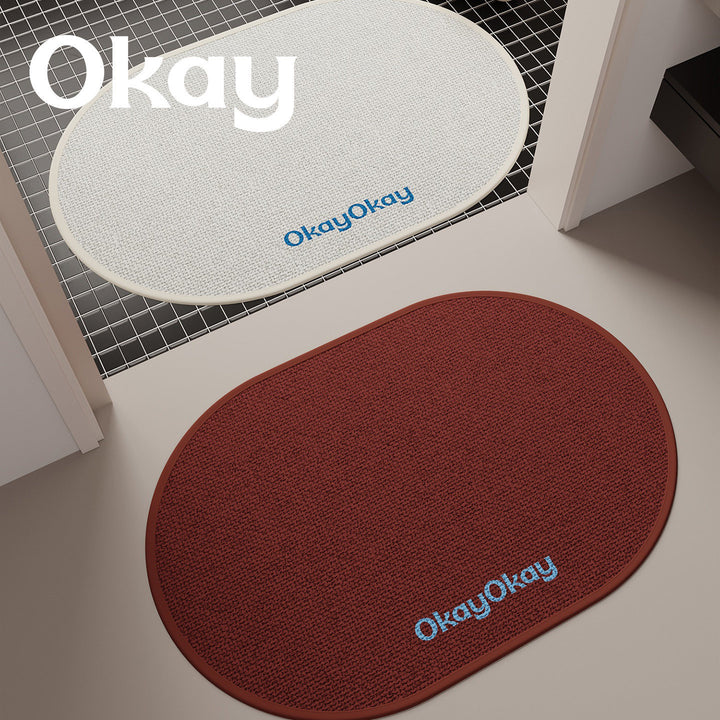 Non-Slip Oval Entrance Door Mat with Absorbent Loop Pile