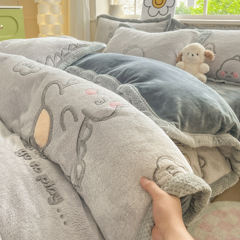 Cartoon Tier Plüsch Comforter Set