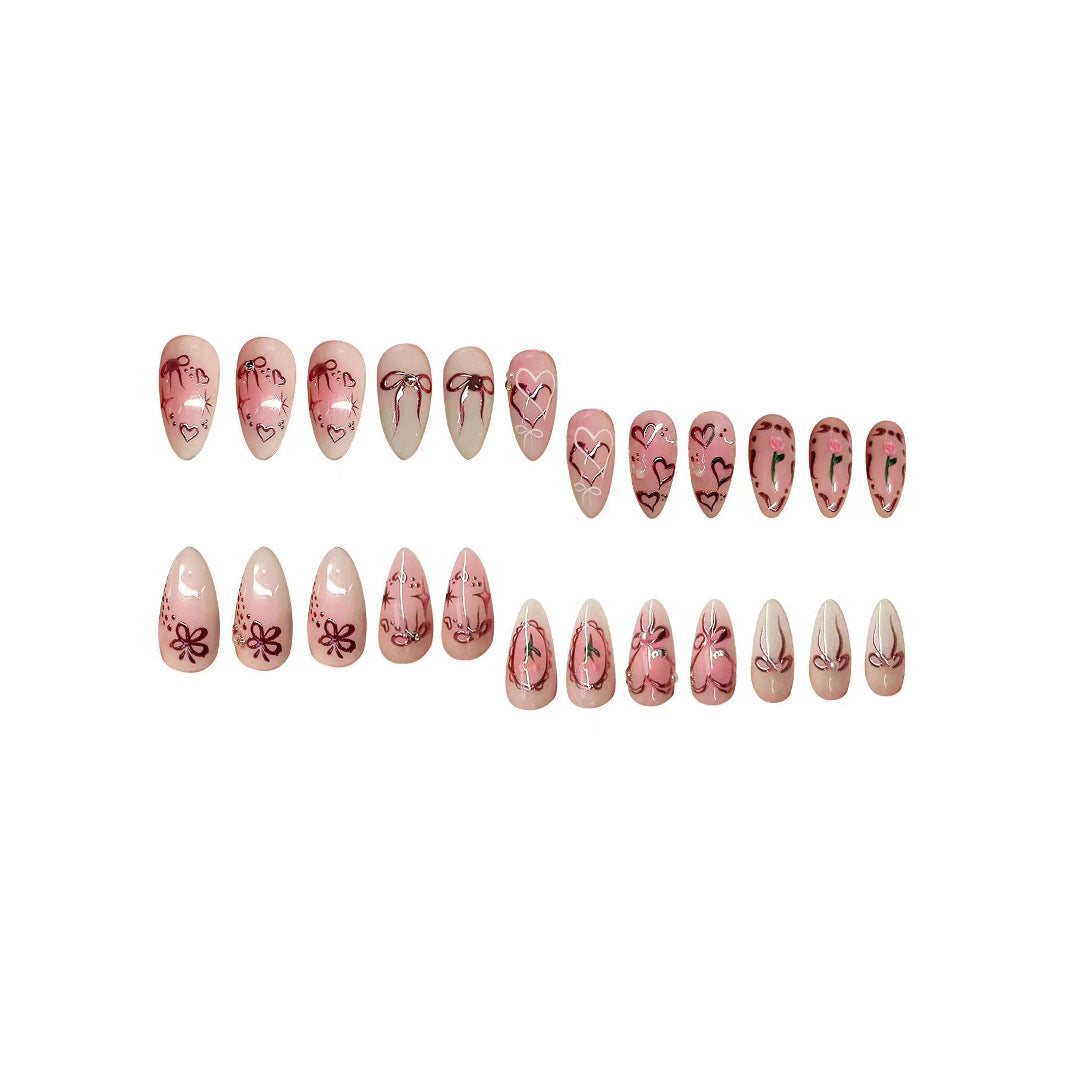 Elegantes Künstlerisches Press-On Nail Set Karnz