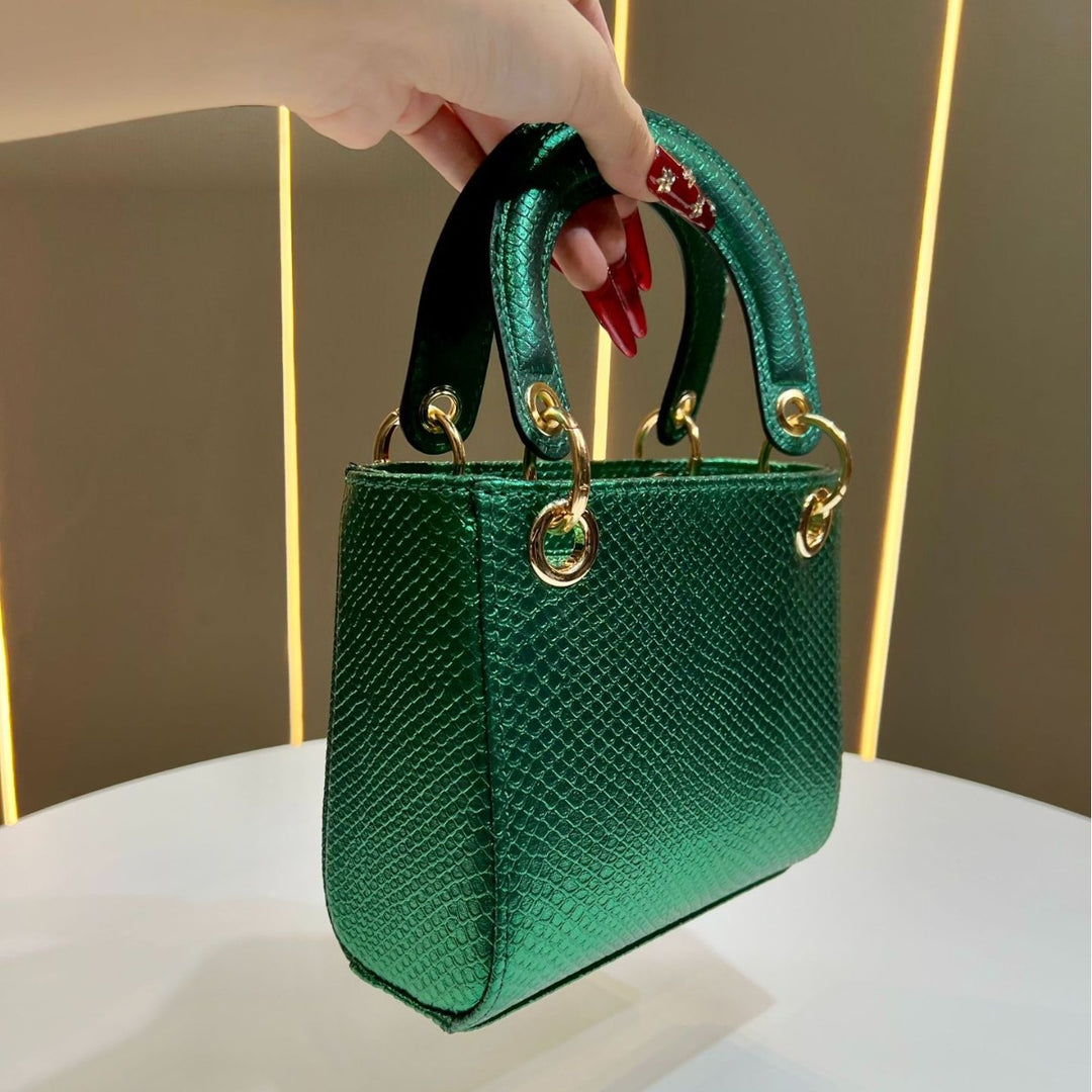 Stylische Schlangenleder-texturierte Handtasche
