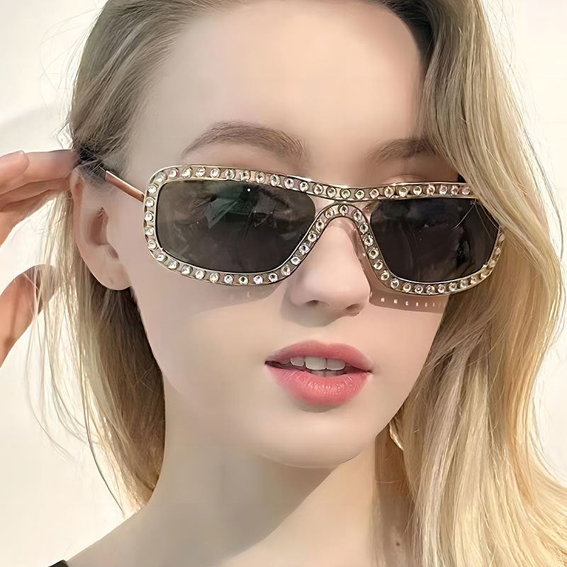 Damen modische Sonnenbrille mit funkelndem Rahmen Karnz
