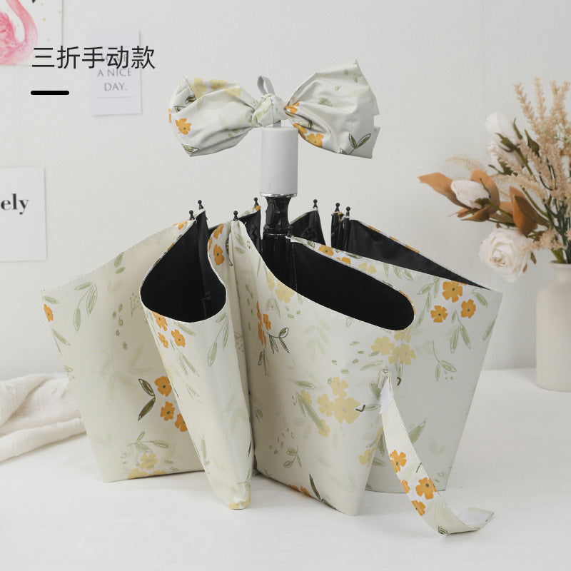 Damen Faltbarer Regenschirm mit bunten Blumenmotiven Karnz