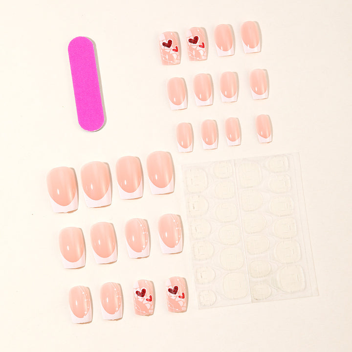 Herz-Beschmückte Acryl-Nagelkunsterweiterungen Karnz