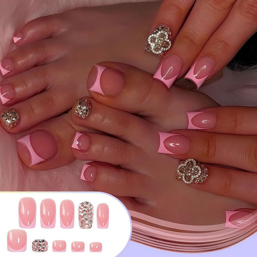Glamouröser French Tip Press-On Nail Set Karnz