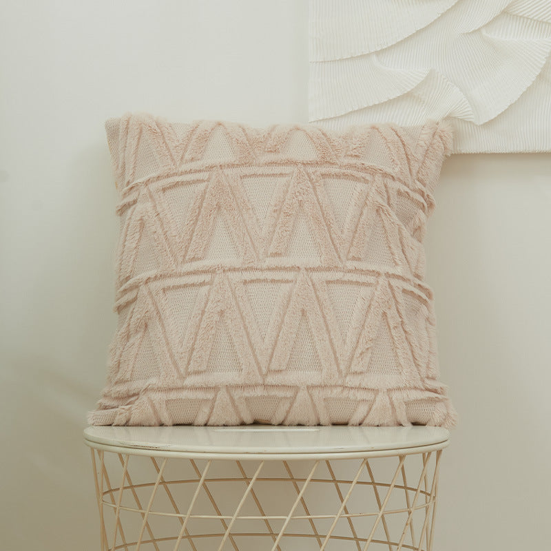 Quadratischer Kissenbezug mit geometrischem Chenille‑Tufting und weichem Baumwollmix Karnz