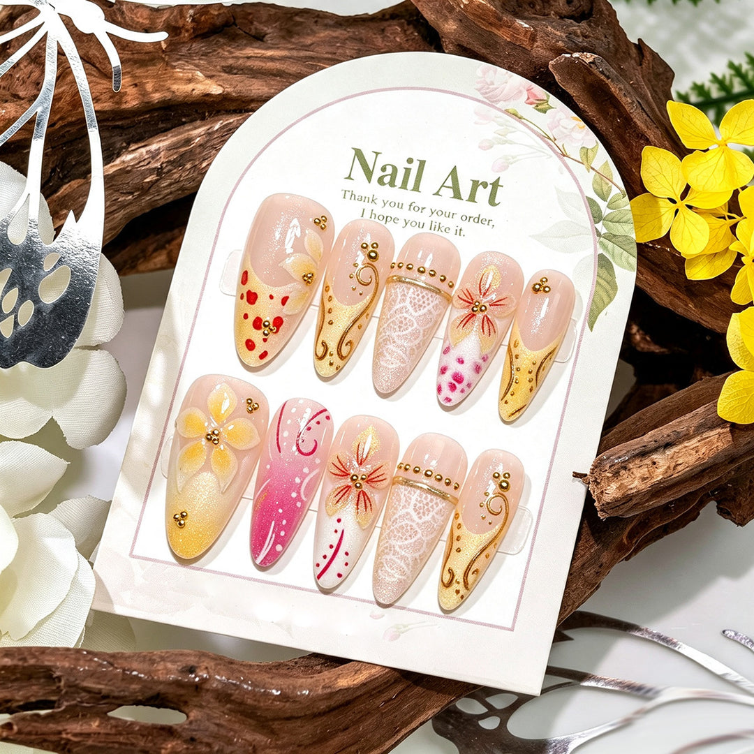 Elegante florale Press-On Nageldesign Sammlung