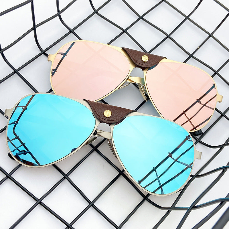 Retro Piloten-Sonnenbrille mit Blau Getönten Gläsern Karnz