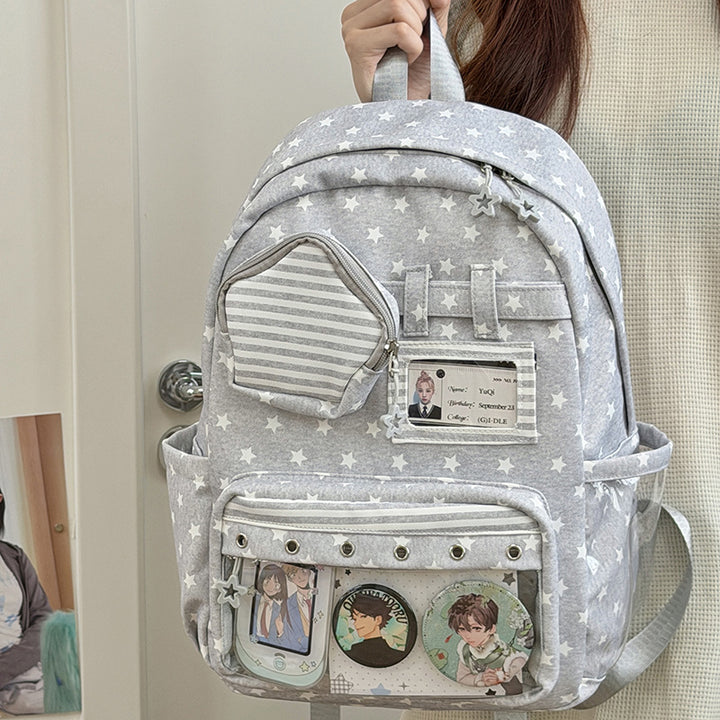Stilvoller Mehrfach-Taschen Klar-Panel Rucksack Karnz