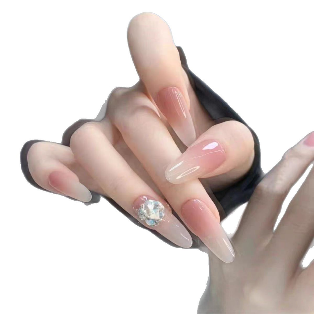 Ombre Stiletto Press-On Nageldesign mit Kristallakzenten Karnz