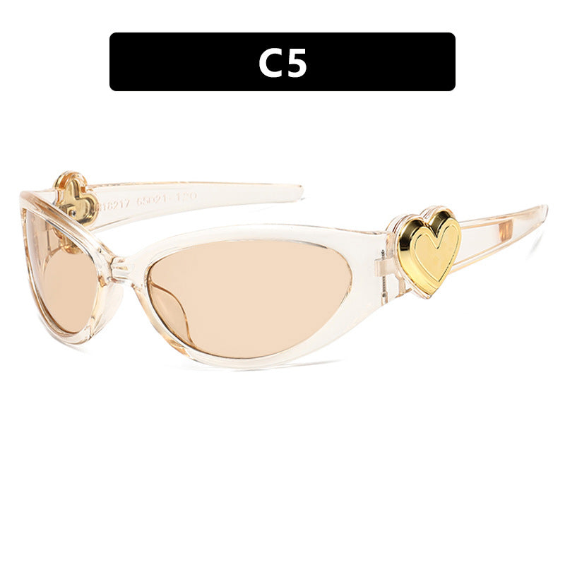 Damen modische Sonnenbrille mit herzförmigem Detail Karnz