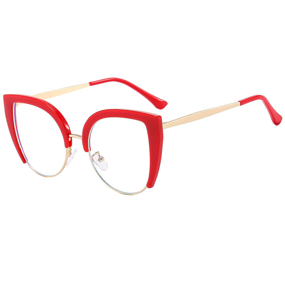 Damen Modische Cat-Eye Brille aus Kunststoff mit Metallakzenten Karnz