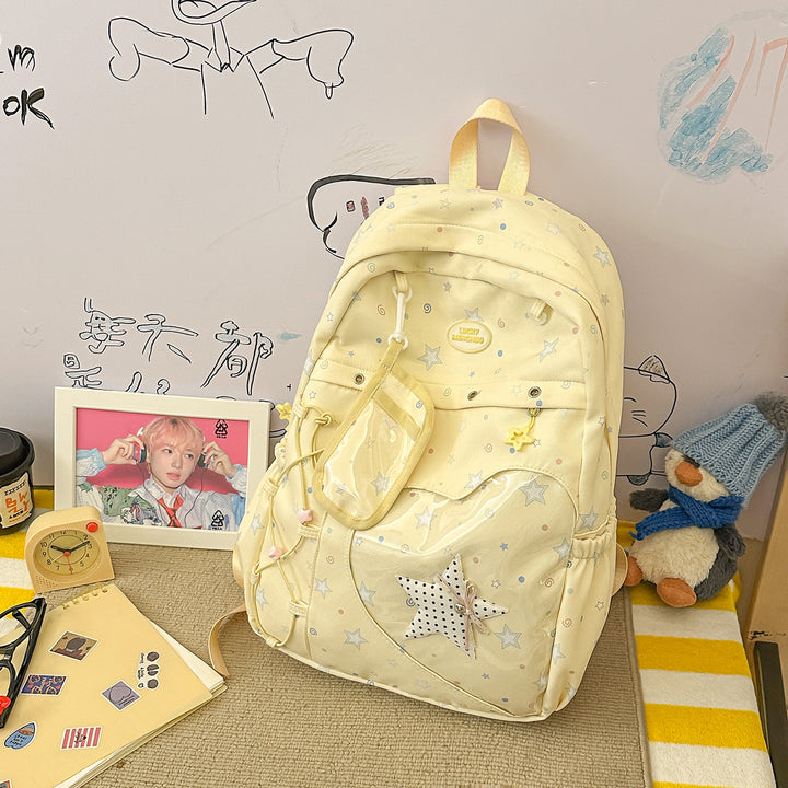 Stylische Multi-Taschen Stern-Applikation Rucksack Karnz