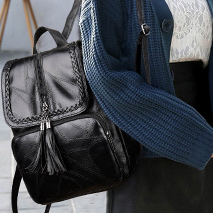 Chic Strukturierte Leder Rucksack Karnz