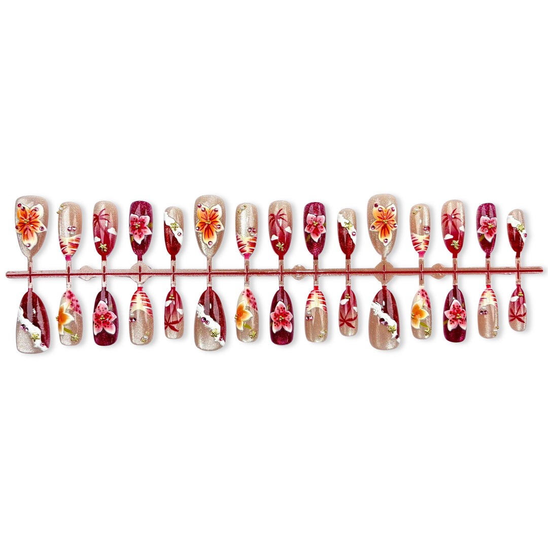 Künstlerisches Floral-Design Press-On Nail Kit