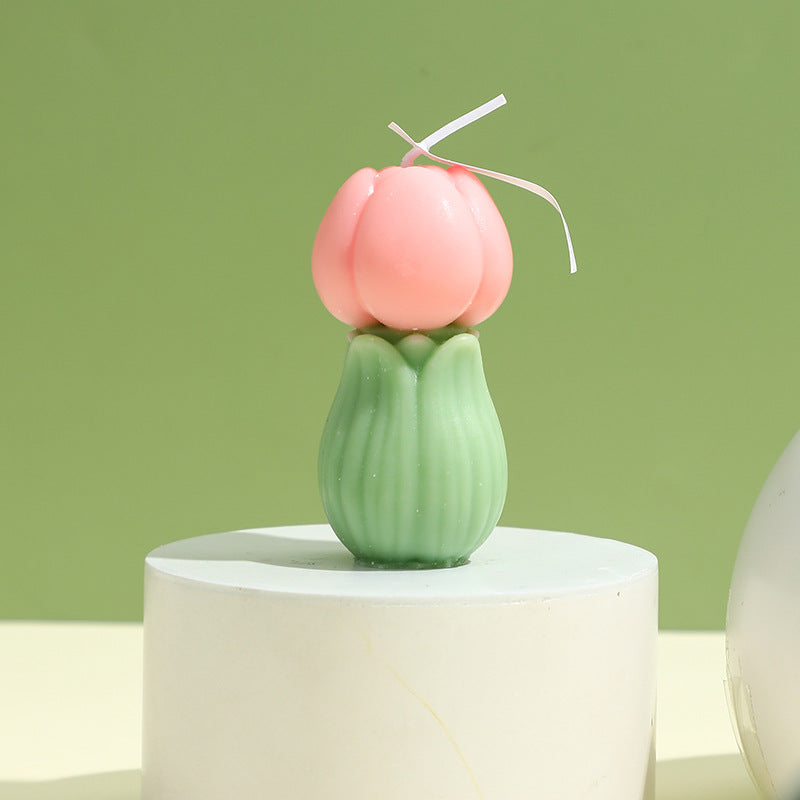 Handgegossene skulpturale Tulpenknospen Dekorationskerze