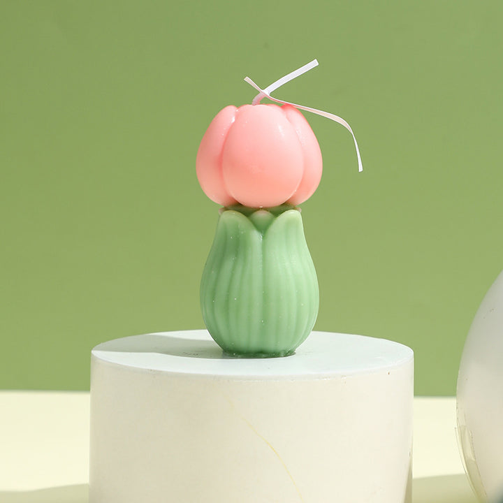 Handgegossene skulpturale Tulpenknospen Dekorationskerze