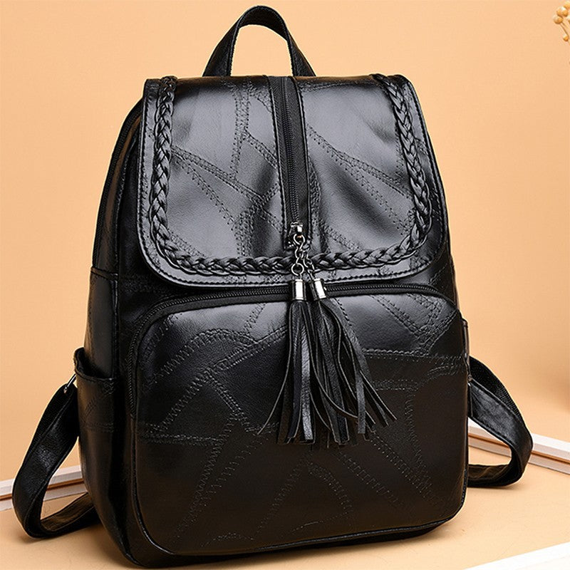 Chic Strukturierte Leder Rucksack Karnz