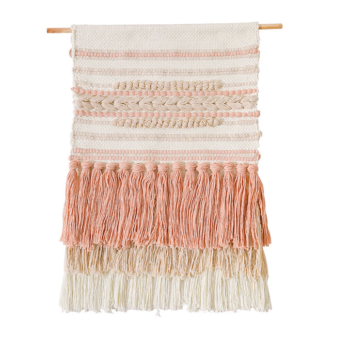 Gewebter Boho-Wandbehang mit Makramee-Fransen und handgearbeitetem Strukturrelief Karnz