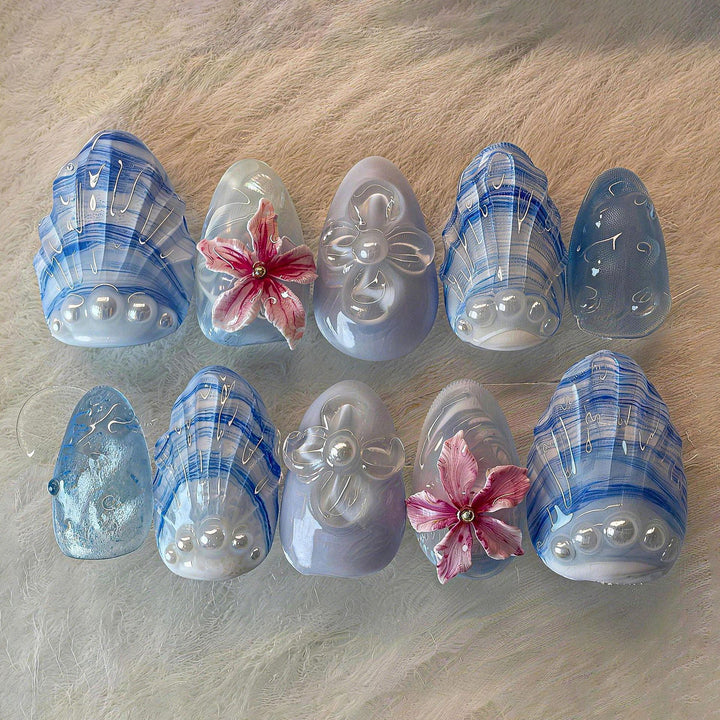 Künstlerisches Küsten-Themen Press-On Nagelset