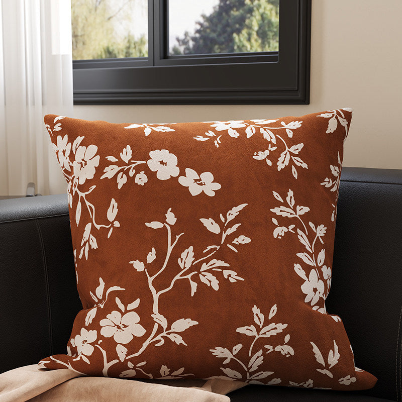 Velvet Bamboo Leaf Square Throw Pillow Cover with Hidden Zipper