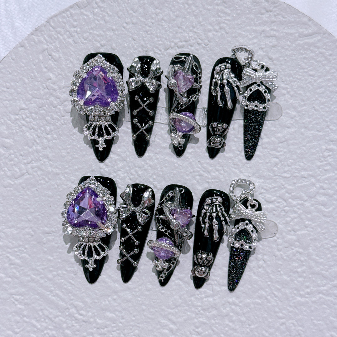 Gothic-inspiriertes Strass-Nagelkunst-Set