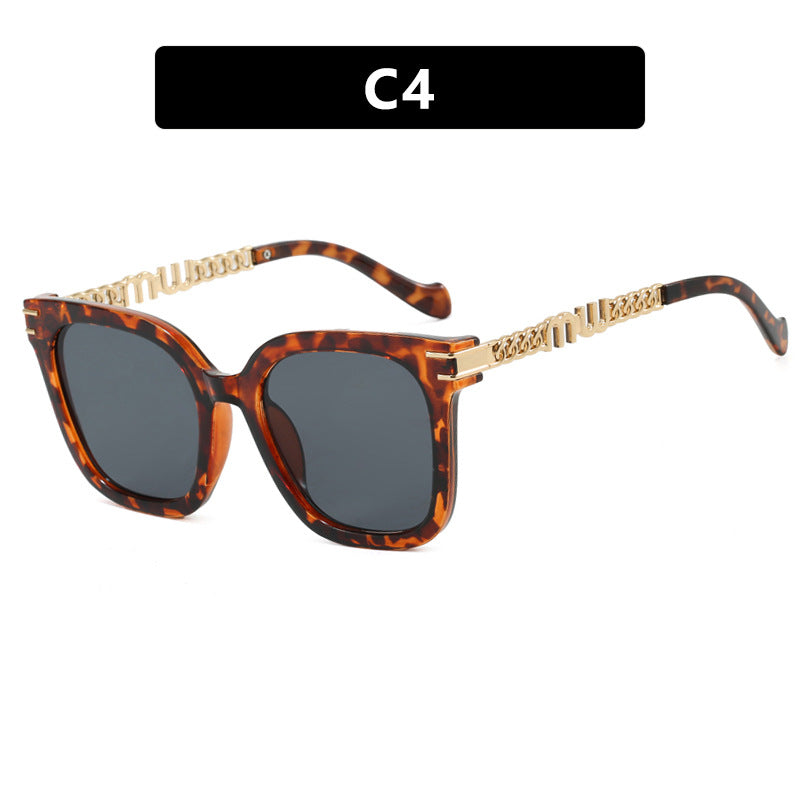 Damen trendige quadratische Sonnenbrille mit elegantem Rahmen und stylishem Goldakzent Karnz