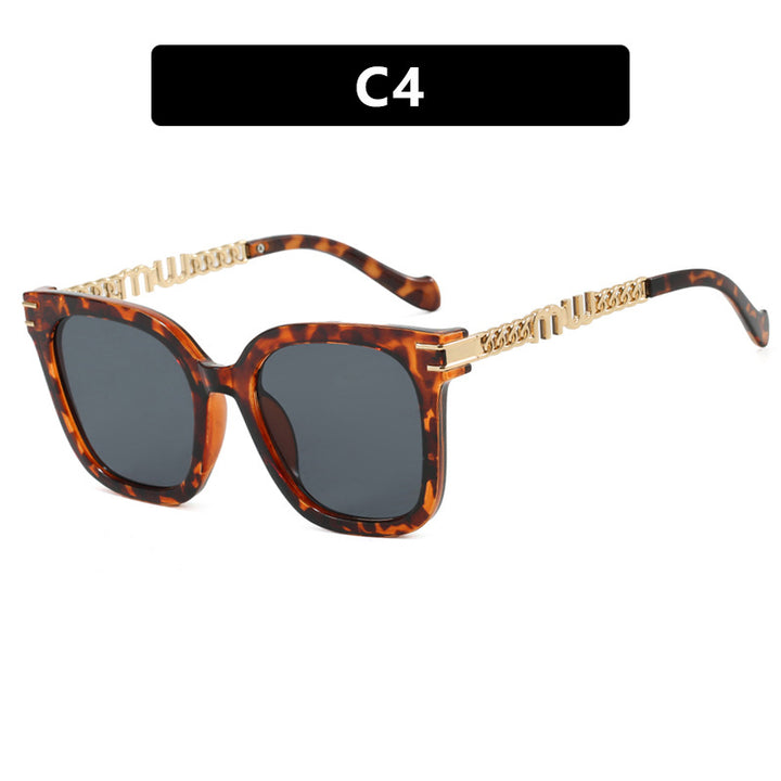 Damen trendige quadratische Sonnenbrille mit elegantem Rahmen und stylishem Goldakzent Karnz