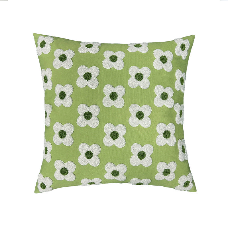 Quadratischer dekorativer Kissenbezug mit handtuftetem Blumen‑Tufting Karnz