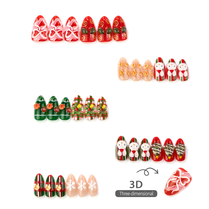 Festliche winterliche thematische verspielte Press-On Nagelkunst Set
