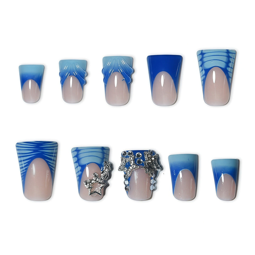 3D dekorative ozean-inspirierte Press-On Nagelkunst Karnz